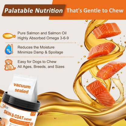 6 Billion Freeze Dried Dog Probiotics, Omega 3 Fish Oil for Dogs - 120 Chews