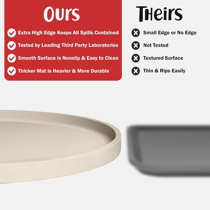 DogBuddy Dog Food Mat - Waterproof Dog Bowl Mat, Silicone Pet Mat for Food and Water Bowls, Nonslip Pet Feeding Mat with Edges, Dogs Food Mats for Floors, Puppy Supplies (Small, White Sand)