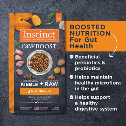 Instinct Raw Boost Gut Health, Natural Dry Dog Food with Freeze Dried Pieces, Grain Free Recipe - Real Chicken, 3.5 lb. Bag