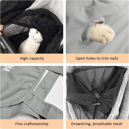 La La Pet Cat Apron Carrier Hand-Free Pet Carrier Sling with Holes Adjustable Sleeping Bag for Small Sized Animals Kitten Carrier Pouch Reduce Hair Sticking Coral Fleece