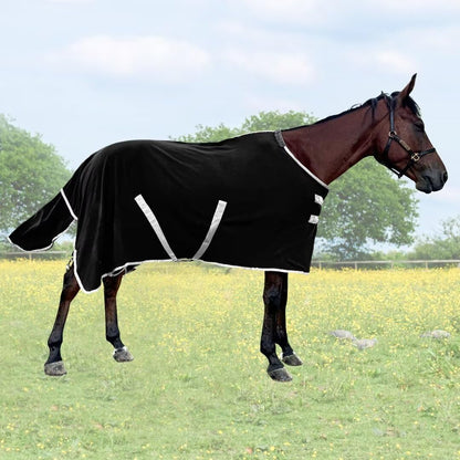 Polar Fleece Horse Blanket, Soft Horse Cooler,Multi-Function Horse Sheet (Black, US 72IN(EU 135CM))