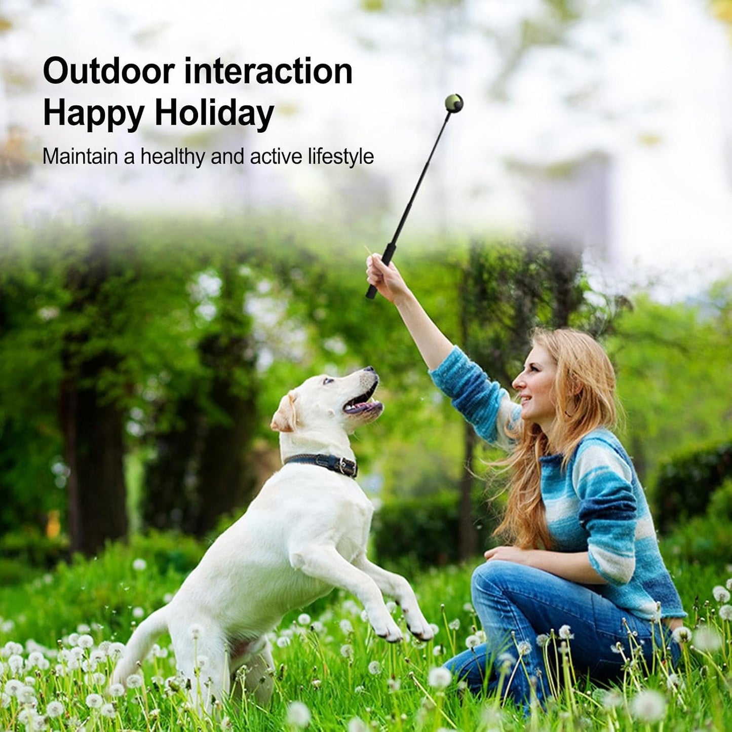 Dog Ball Thrower – Retractable Interactive, Durablee Non-Slip Handle, Lightweight Portable Design, Engaging Play Tool | Fun Fetch Accessory, Easy Distance Control, Outdoor Training Uses