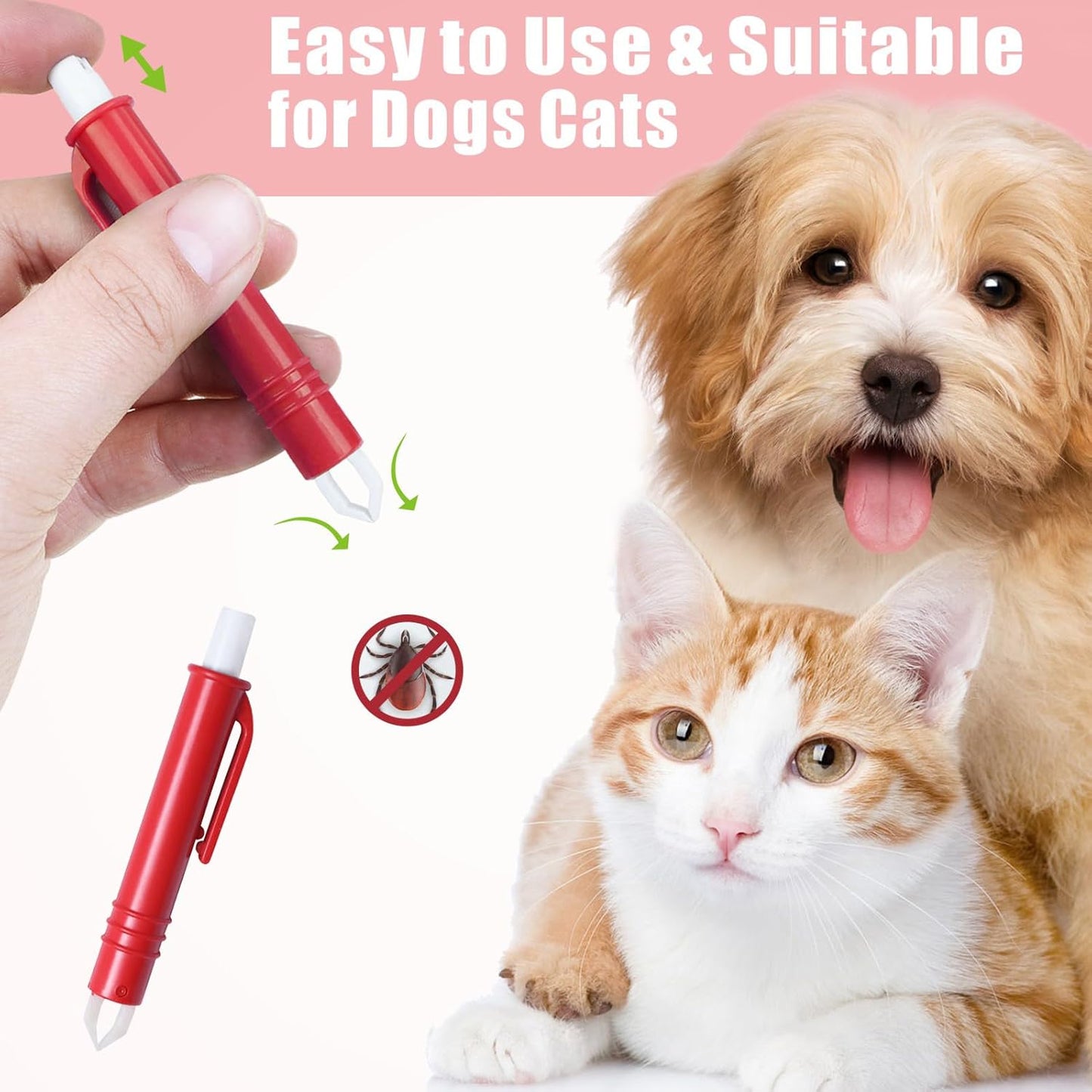 Tick Removal Tool for Dogs, Tick Tweezers Remover Tool Kit Quick Safe Tick Hook Flea Tick Tweezers Flea Comb Magnifying Glass for Dogs Cats