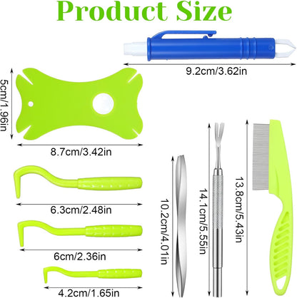 Tick Removal Tool For Dogs 8 In 1 With Storage Box Flea Comb Kit With Tweezers Stainless Steel Tick Tweezers Dog Grooming Combs Cat Comb For Removing Tangles And Knots For Dogs Cats Tick Flea Comb