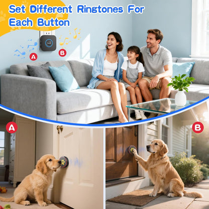 ChunHee Dog Door Bell for Potty Training – Wireless Doggie Doorbell to Go Outside, 1.6in Touch Surface, Easy for Puppy & Adult Dogs, IP55 Waterproof, 500FT Range, 55 Ringtones, Adjustable Volume