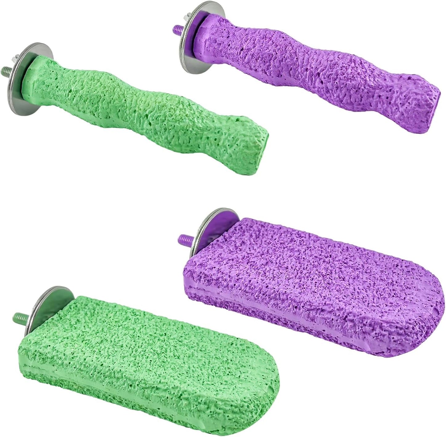 4PCS Bird Beak Grinding Stones, Parrot Perch, Non-Slip Claw Trimmer Chew Toys for Cockatiels, Budgies, Conures, Parakeets, and Other Small to Medium Parrots