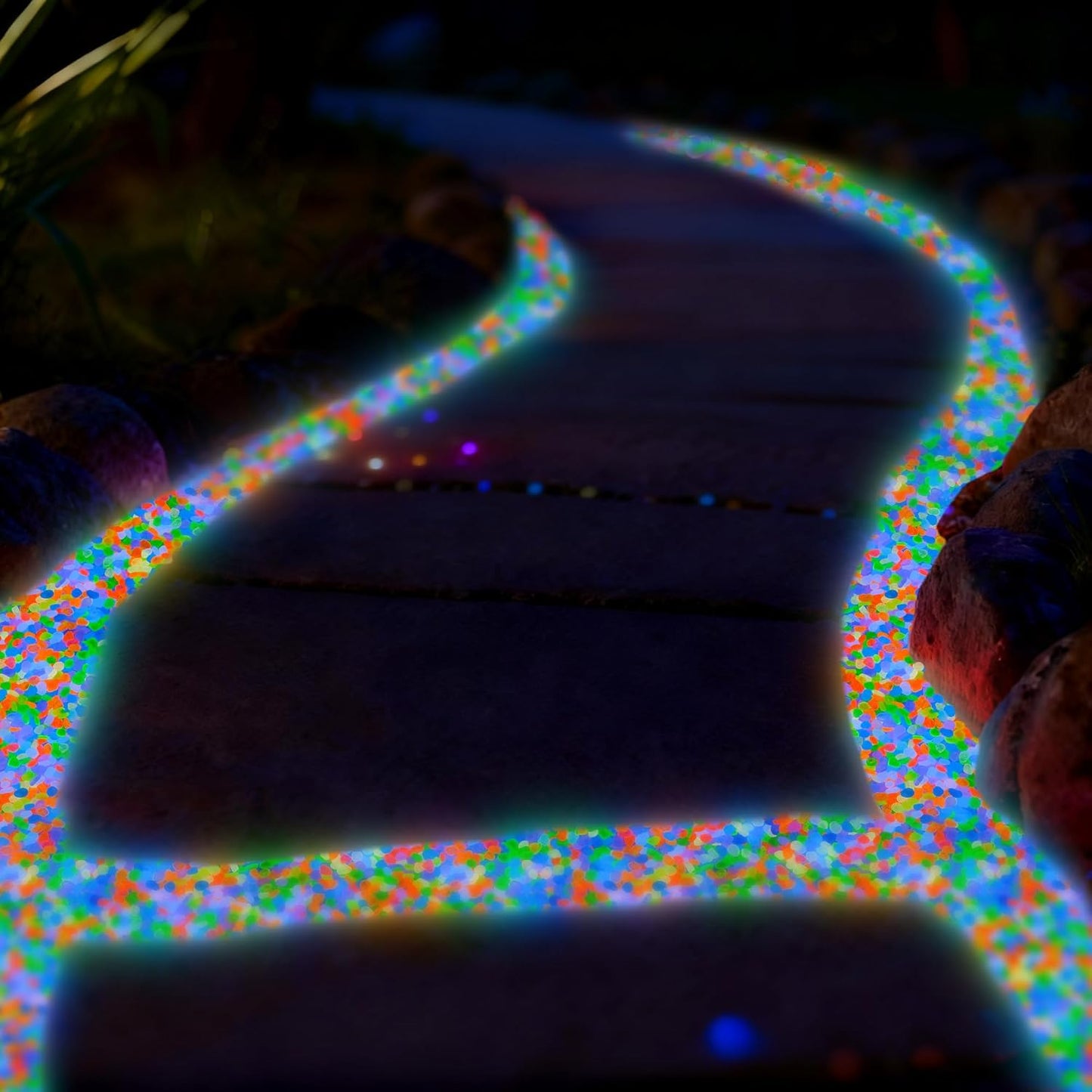 400pcs Glow in The Dark Rocks for Outdoor Garden & Aquarium – Luminous Stones for Landscaping, Pathway, Patio, Driveway, Walkway, Fish Tank, Plant Pots(Multicolor)