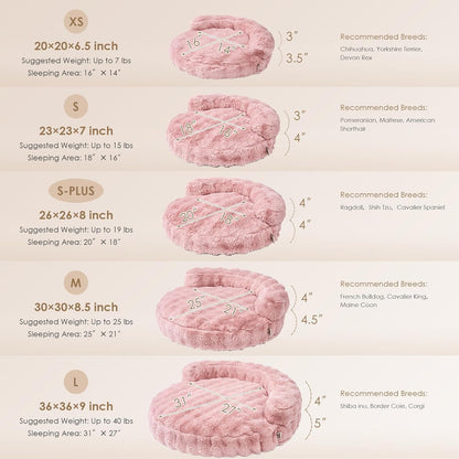 EHEYCIGA Small Dog Bed and Cat Couch - Fluffy Faux Rabbit Fur Pet Sofa with Washable Removable Cover, Waterproof and Non-Slip, 26 Inch, Pink