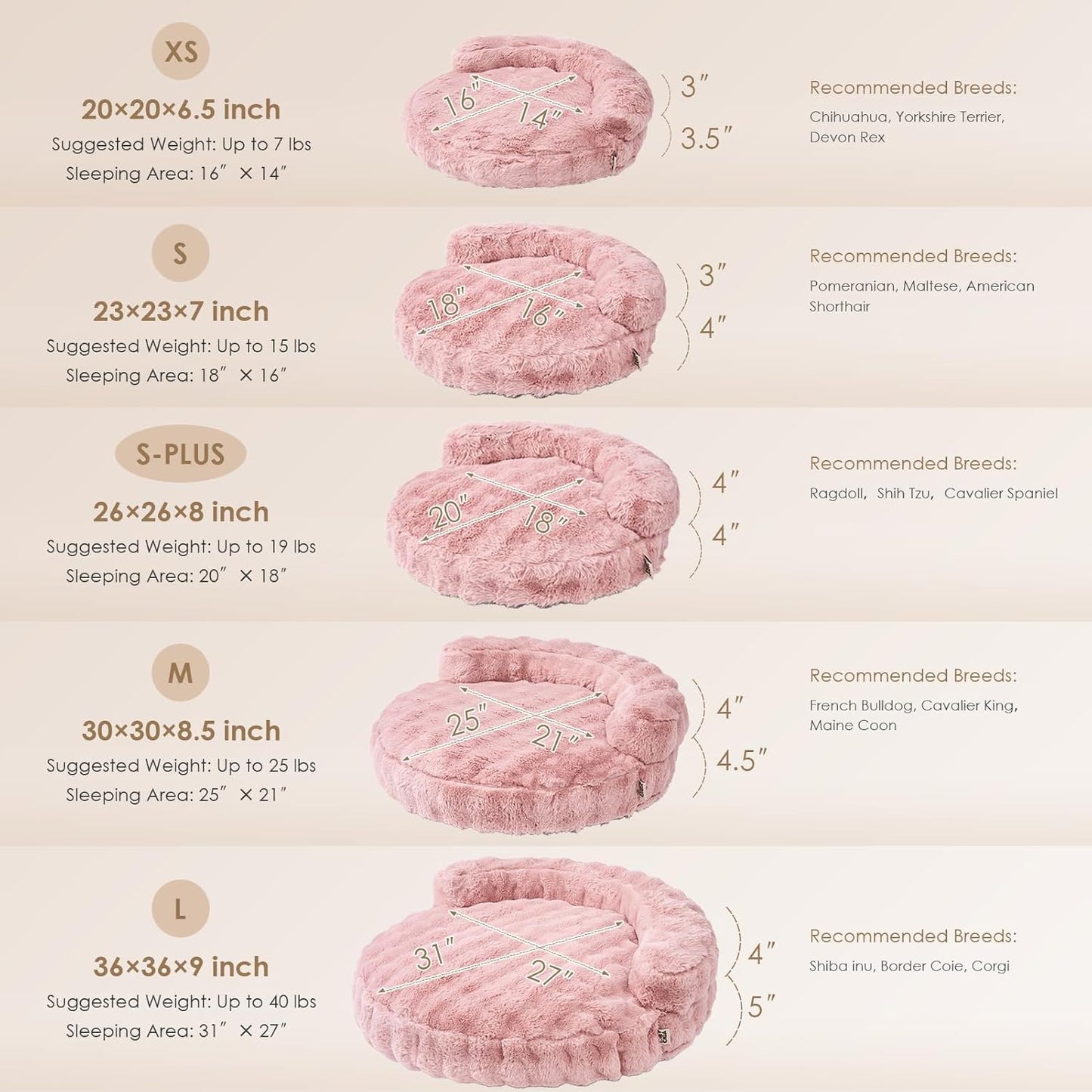 EHEYCIGA Small Dog Bed and Cat Couch - Fluffy Faux Rabbit Fur Pet Sofa with Washable Removable Cover, Waterproof and Non-Slip, 26 Inch, Pink