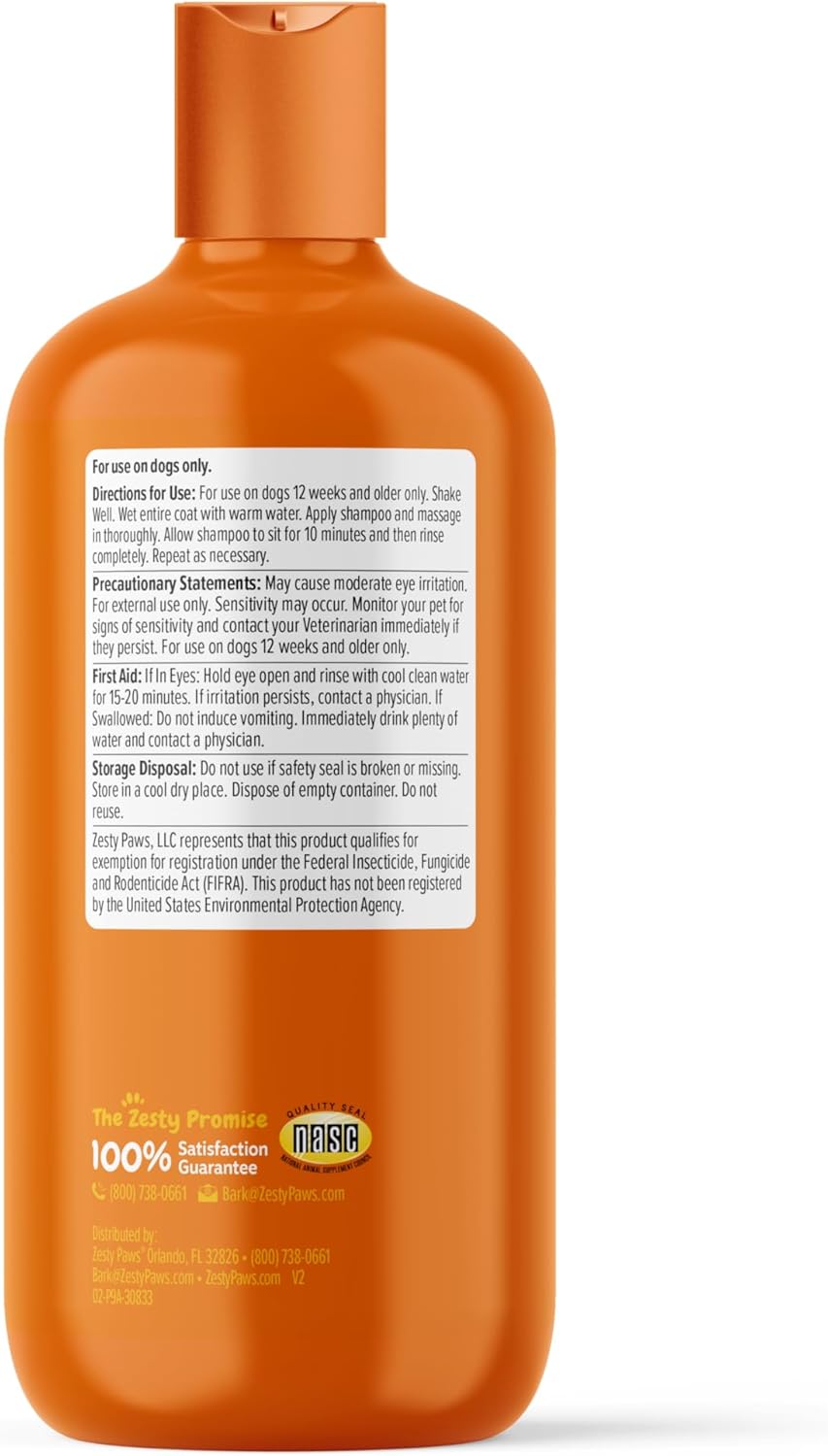 Zesty Paws Flea and Tick Shampoo for Dogs - Veterinarian Formulated Flea Shampoo for Dogs to Kill Fleas, Ticks & Their Eggs - Soothes Itchy & Irritated Dog Skin - Cedarwood, Rosemary & Peppermint Oil