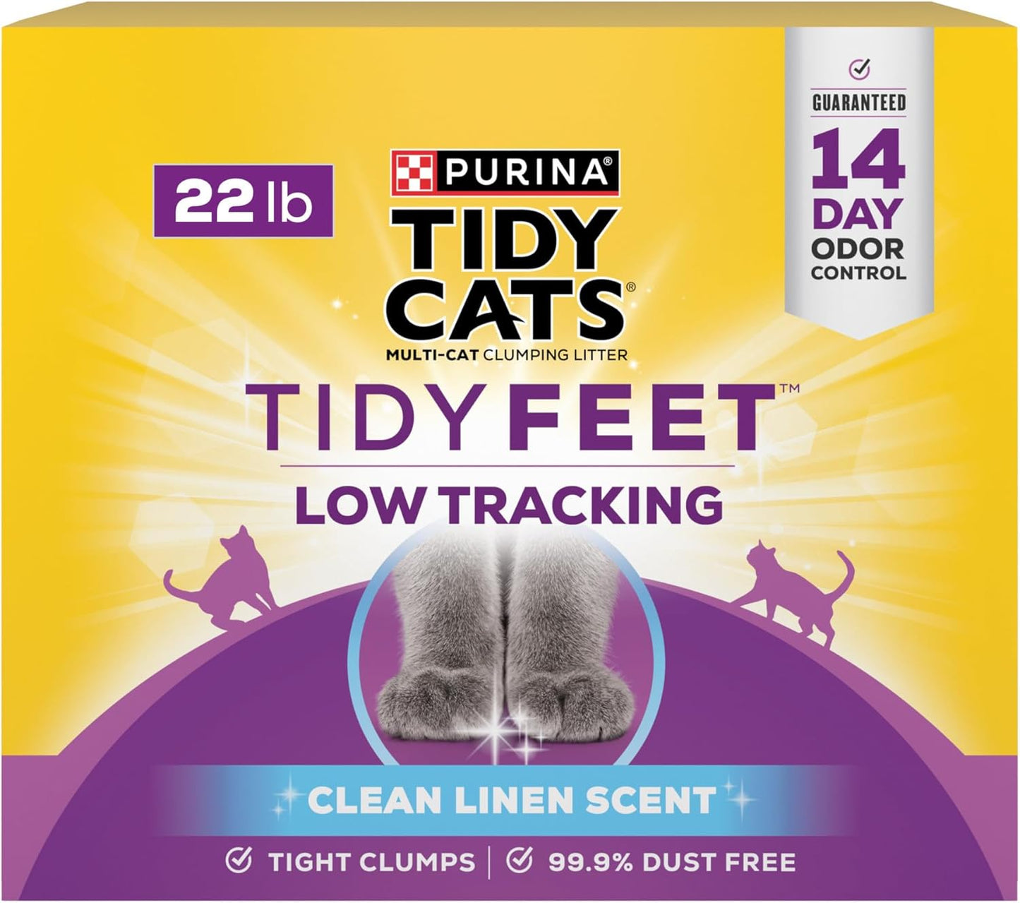 Purina Tidy Cats Tidy Feet Clumping Low Tracking Cat Litter With Odor Control – Clean Linen Scent - 22 lb. Box