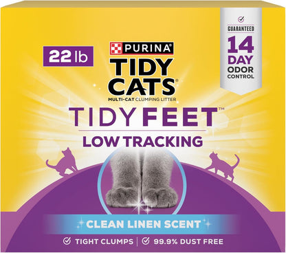 Purina Tidy Cats Tidy Feet Clumping Low Tracking Cat Litter With Odor Control – Clean Linen Scent - 22 lb. Box