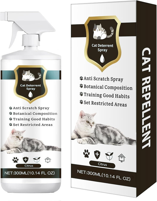 Advanced Cat Deterrent Spray, Natural Formula Cat Repellent Indoor and Outdoor, Strengthened Cat Scratch Deterrent for Furniture, Sofas, Rugs, Curtain Protection, Stop Cats from Urinating(Black, L)