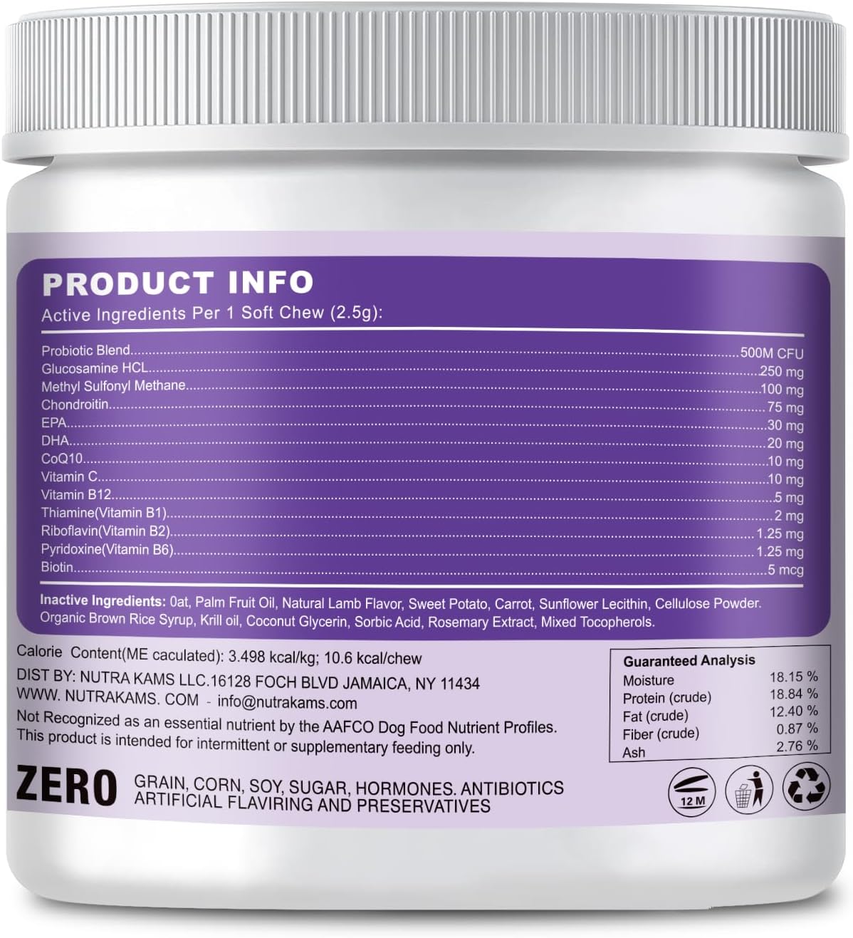 Multivitamin Chews for Dogs, Supports Growth, Hip & Joint, Skin and Gut Health, Immunity, Urinary and Kidney, antioxidants, Heart, Brain, Liver, Eyes, Natural Ingredients, 120 Chews