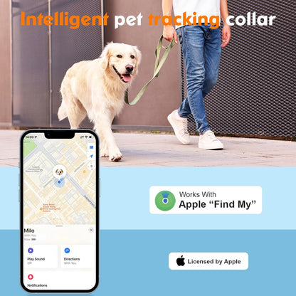 2-in-1 GPS Tracker for Dogs: Smart Collar with Real-Time Location, No Monthly Fee, Unlimited Range (iOS Only) GPS Tracker Dog Collar- Ideal for Small, Medium Large Dogs(Tracker Included) (Brown)