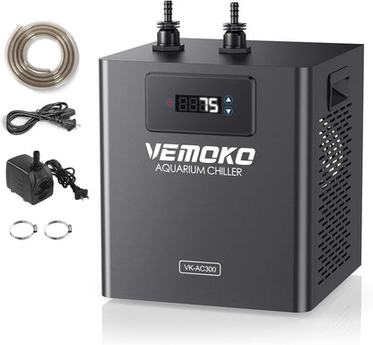 Aquarium Chiller 79 GAL - Water Chiller for Aquarium 1/3 HP Energy Efficient Fish Tank Water Chiller for Axolotl, Coral, Jellyfish, Freshwater & Saltwater Quiet Cold Plunge Chiller 300L