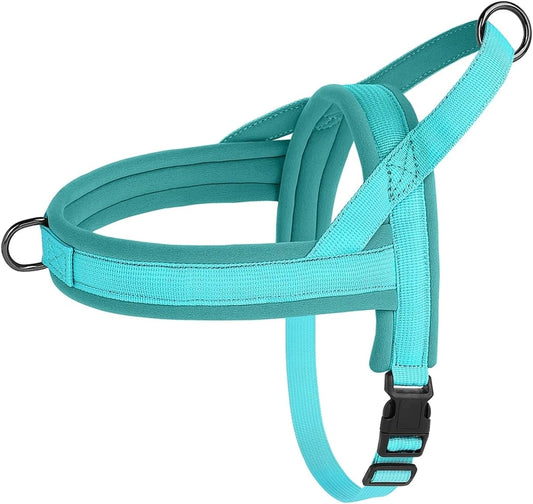 Compatible for Small Medium Nylon Padded Dog Harness Vest Adjustable Soft Outdoor No Pull(Blue,XS(Old))