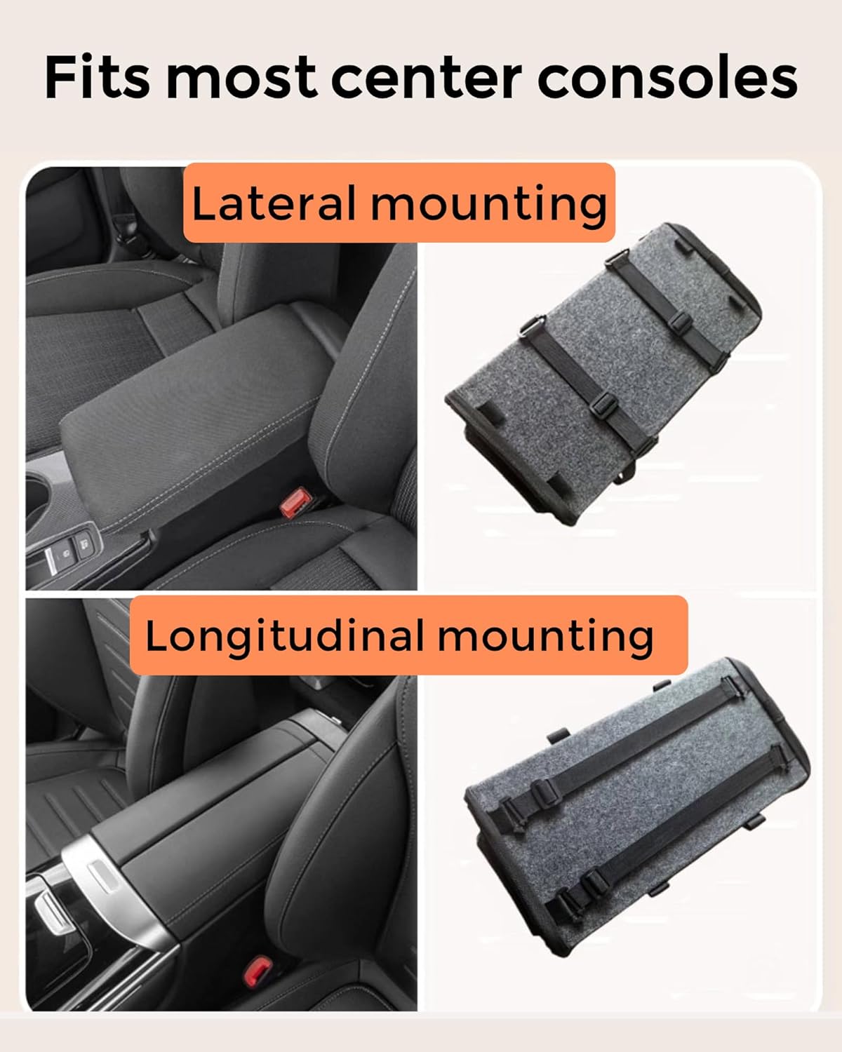 Center Console Dog Car Seat for Small Dogs 0-15 lbs, Pet Car Bed with Adjustable Safety Straps & Hook, Secure Comfortable Puppy Seat for Middle Console