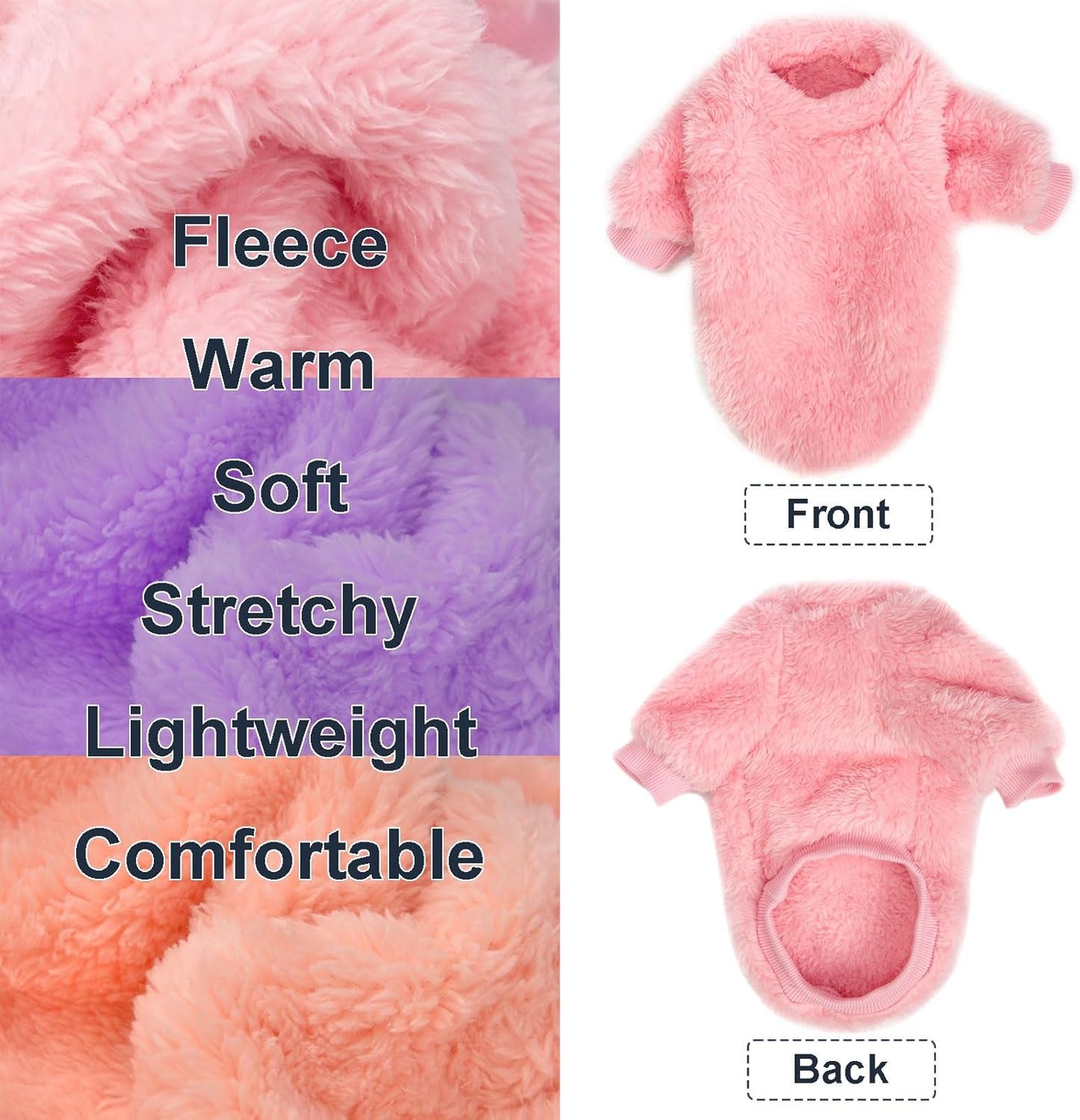 Dog Sweater, 3 Pack Dog Sweaters for Small Dogs, Dog Clothes for Small Dogs Girl Boy, Ultra Soft and Warm Puppy Sweater Dog Coat for Winter Christmas (S, Pink+Purple+Peach)
