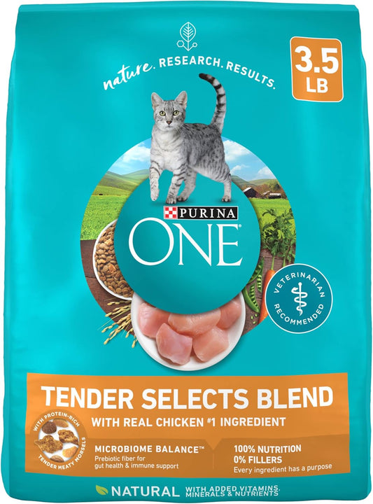 Purina ONE Natural Dry Cat Food, Tender Selects Blend With Real Chicken - (Pack of 4) 3.5 lb. Bags