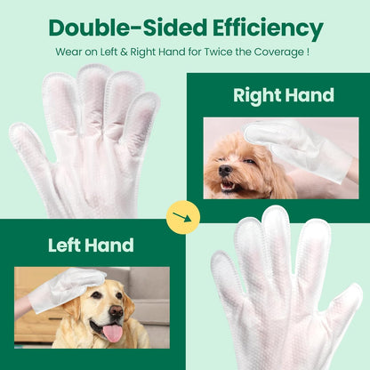 IMMCUTE Coconut Scented Pet Wipes Gloves for Dogs & Cats - Extra Thick Bathing Wipes with Coconut Oil & Jojoba Oil, 32 PCS Rinse-Free Grooming Gloves for Deodorizing & Daily Care