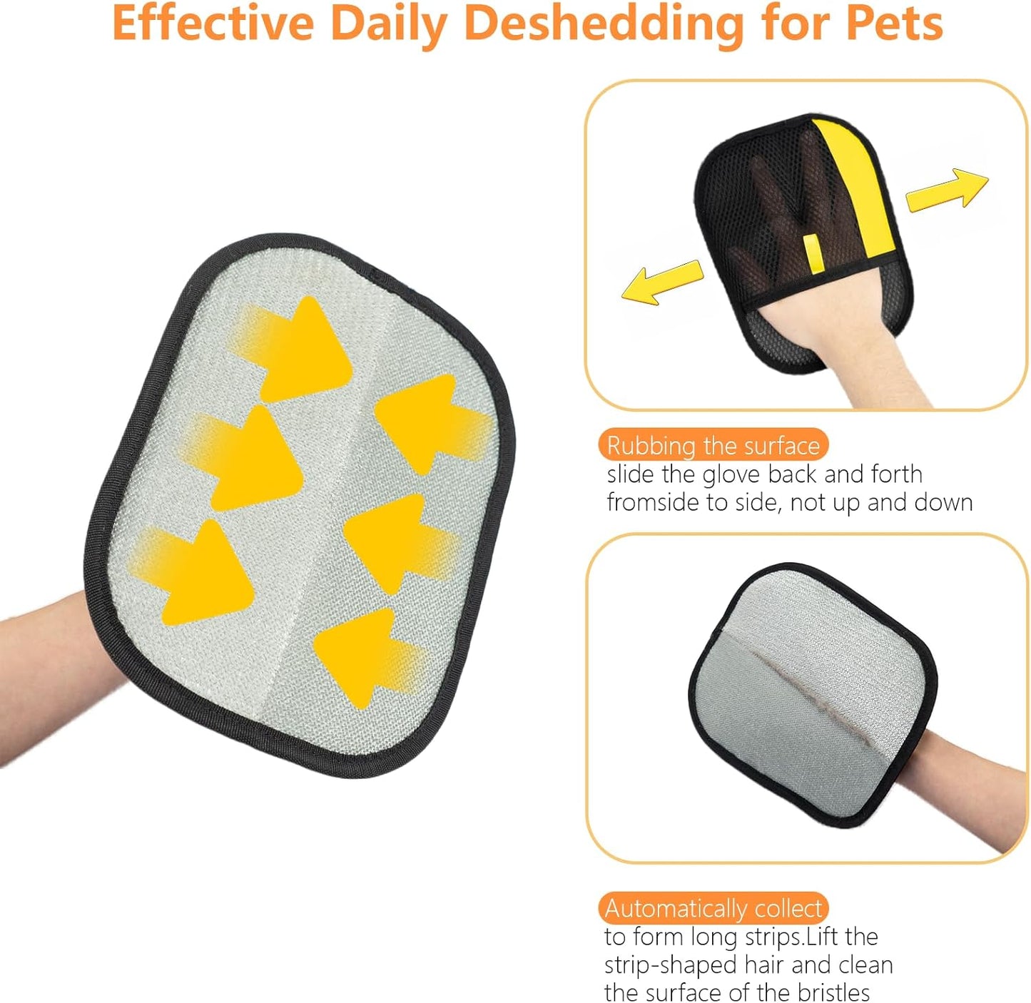 Pet Grooming Gloves for Cats & Dogs – Gentle Deshedding & Massage Brush Glove, Efficient Hair Remover with Static Adsorption, Soft Silicone Tips, Easy to Clean & Comfortable Fit