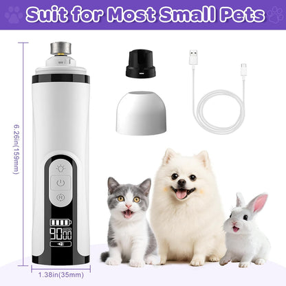Pet Nail Grinder Dog Claw Care Pets Grooming Dog Nail Grinder Dog Nail Trimmer Painless Paws Grooming Smoothing for Small Dogs Cats 3 Speeds 2000mAh Battery for Gentle Pet Grooming