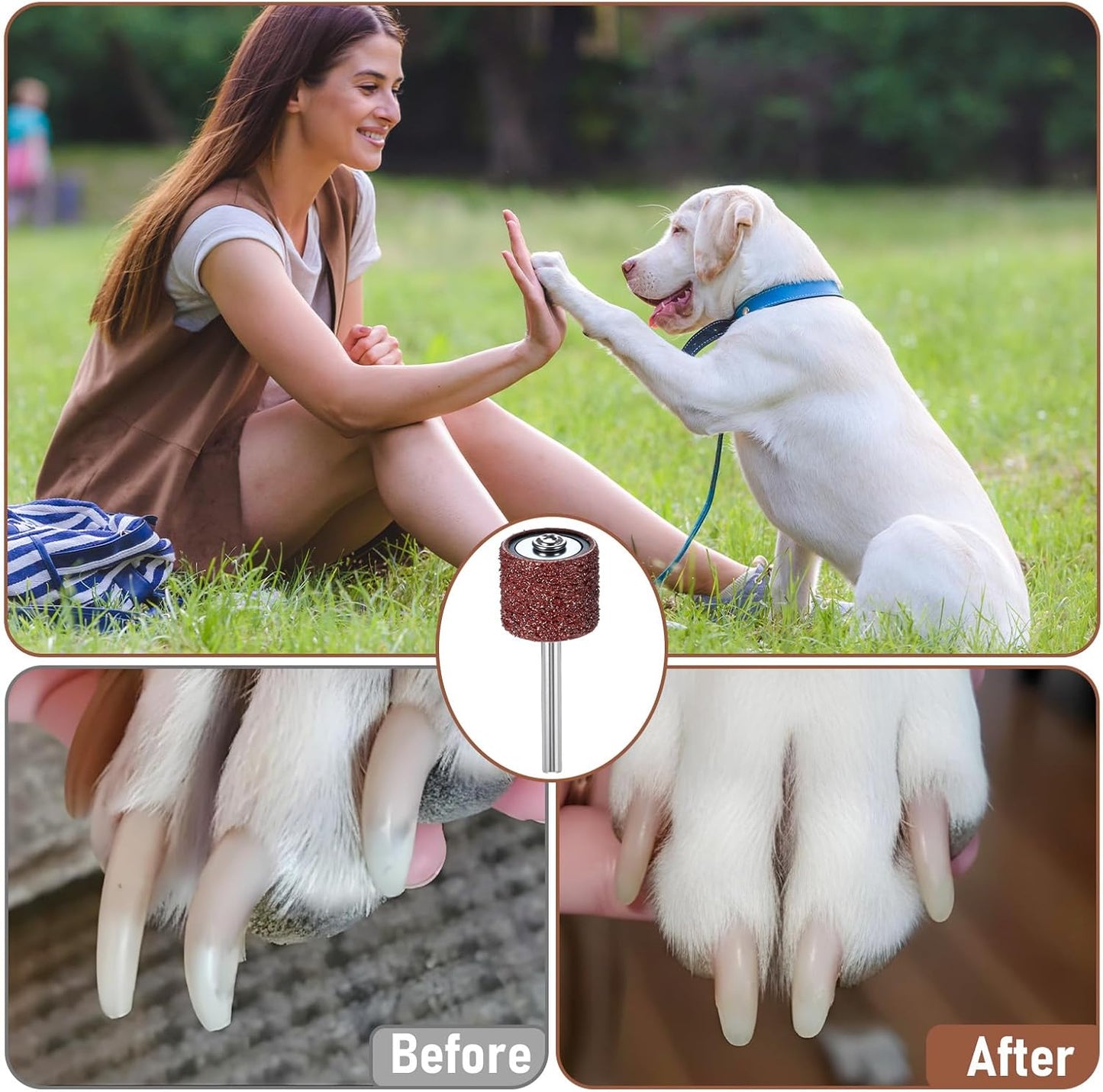 42 Pack Nail Grinder Replacement Kit, Nail Grinders for Dogs Replacement Kit, Pet Nails Grinder with Sanding Drum Bands, Dog Claw Grooming Trimmer Supplies Care, Pet Smoother Claw Care