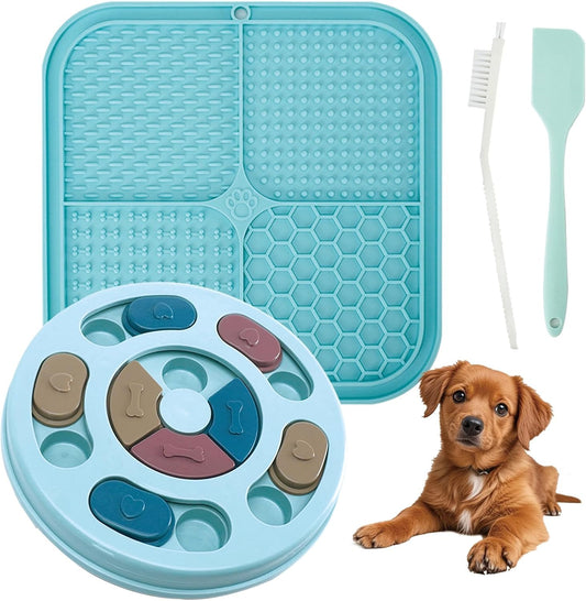 Dog Puzzle Toys & Lick Mat for Dogs, Interactive Toys for IQ Training, Dog Treat Puzzle Toys Slow Feeder for Mental Stimulating, Pet Food Puzzle Feeder Toys for All Breeds