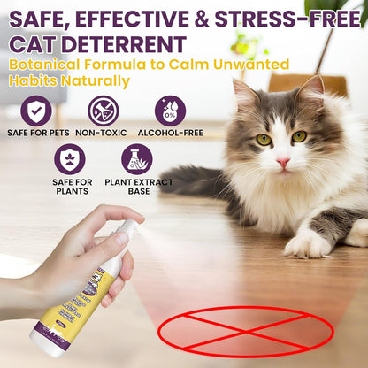 Enhanced Cat Deterrent Spray 10.14 Fl Oz No Scratch for Cats Indoor & Outdoor Keep Off Cat Spray Natural Safe Repellent for Effective Training Aid for Furniture Curtain Sofas Protection