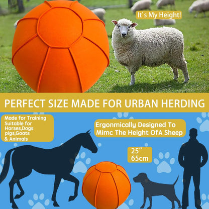 Herding Ball for Dogs, 25" Horse Ball with Cover, Dog Herding Balls Large with Hand Pump, Dog Horse Toys for Play Hurding/Hearding (Orange)