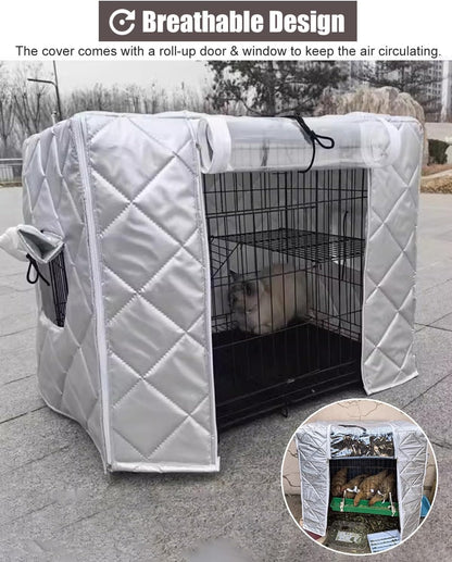 Warmth Dog Crate Cover with Clear Door & Window, Thermal Chicken Coop Cover for Winter Outside, Customizable Kennel Enclosure Blanket for Cat Cage(125x95x110cm (49.2x37.4x43.3in))