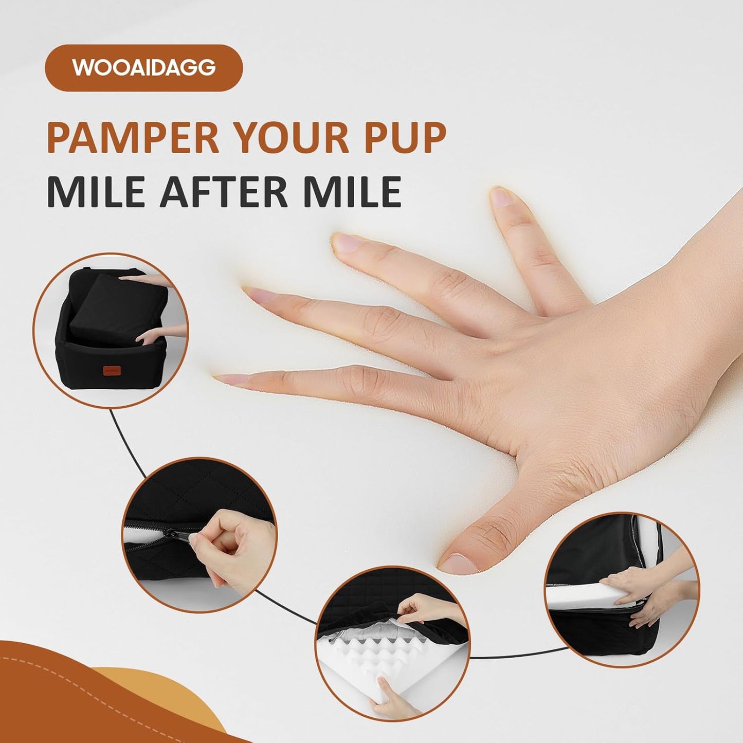 Dog Car Seat for Medium Sized Dog,Pet Travel Car Bed with Seat Belt Channle,Fully Detachable and Washable Car Dog Seat with Adjustable Straps,3 Straps Easy to Install (Black)