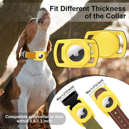 SANKALA Airtag Dog Collar Holder, [1 Pack] Waterproof Airtag Case for Dog Collar, TPU & Silicone Full Body Covered Anti-Lost Apple Air Tag Collar Holder Protective Airtag Case for Pet Collar, Yellow