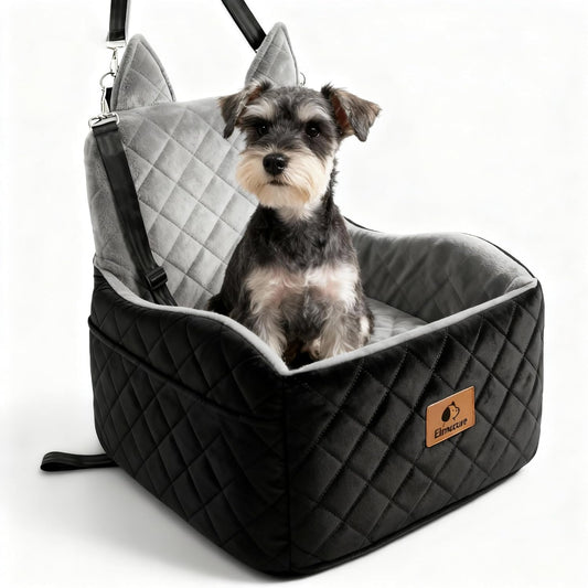 Dog Car Seat for Small & Medium Dogs – 6" Higher Booster Seat with Supportive Memory Foam Cushion, Detachable & Washable Cover, Safe & Comfortable Car Bed for Dogs up to 35 lbs