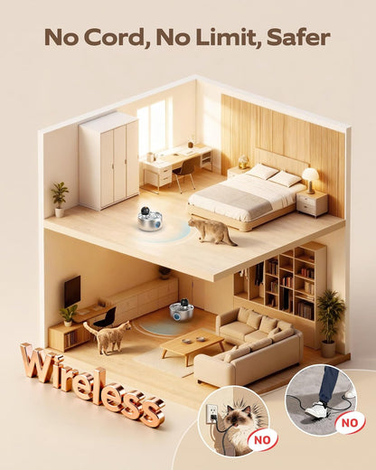 Wireless Cat Water Fountain Cordless: Battery Operated Stainless Steel Cat Fountains for Drinking - 88oz/2.6L Rechargeable Pet Water Fountain Indoor with Motion Sensor - Automatic Water Bowl Dispenser