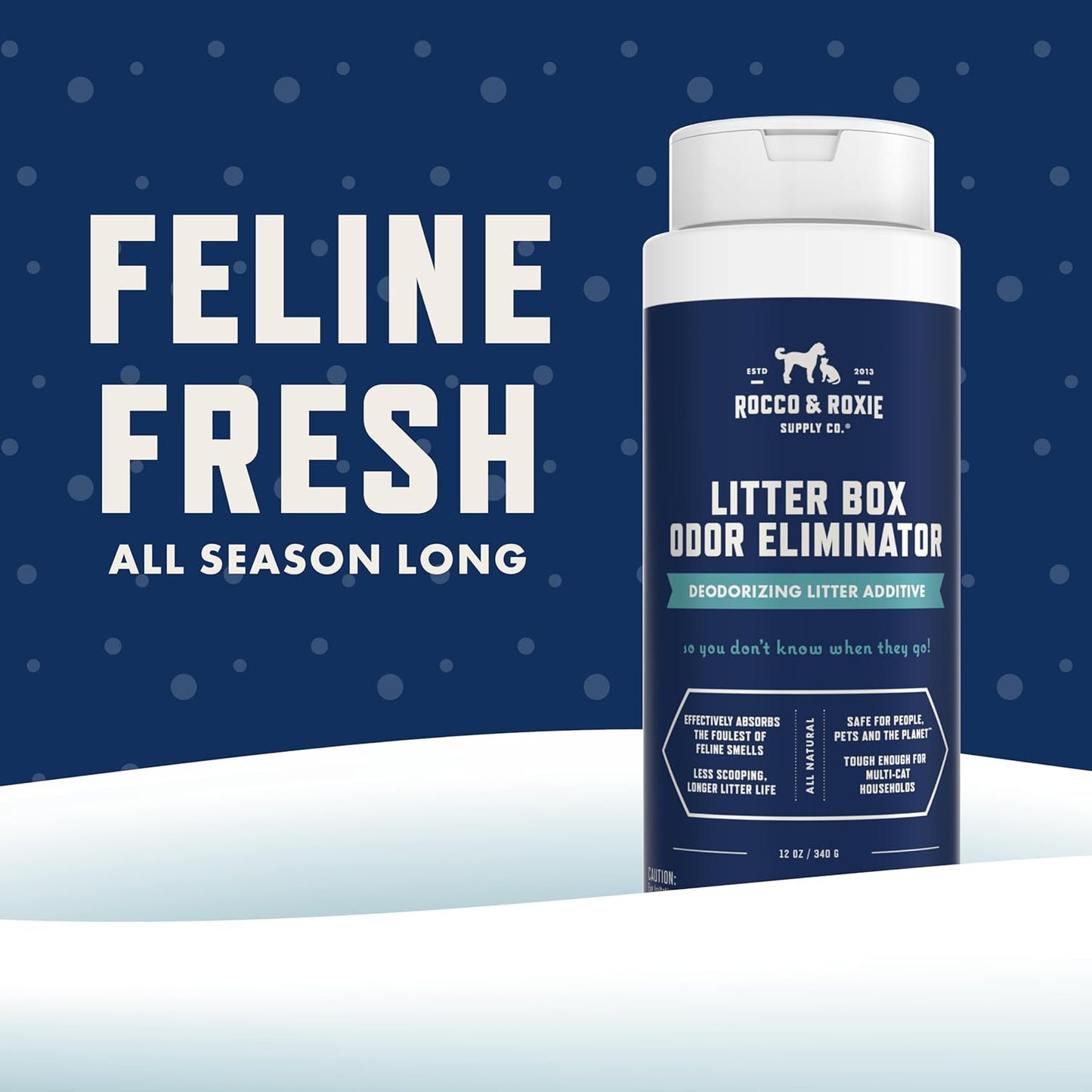 Rocco & Roxie Litter Box Odor Eliminator, Best Natural Urine Deodorizer, Cat Box Deodorizer, Smell Control, Odor Absorber, Safe for Kitty, 12 oz