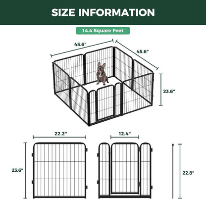 FXW Homeplus Unleashed Indoor Dog Playpen - Stress-Free and Safe Play, Heavy Duty 24 Inch 8 Panels Dog Pen for Puppy and Small Dogs, Black│Patented