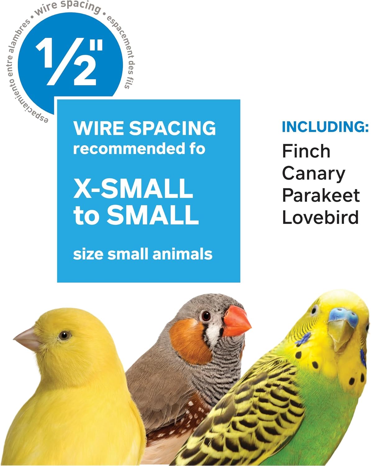 Prevue Pet Products Flat Top Economy Parakeet and Small Bird Cage with White Wire, Blue Plastic Base with Removable Tray