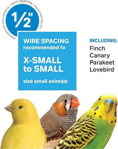 Prevue Pet Products Flat Top Economy Parakeet and Small Bird Cage with White Wire, Blue Plastic Base with Removable Tray