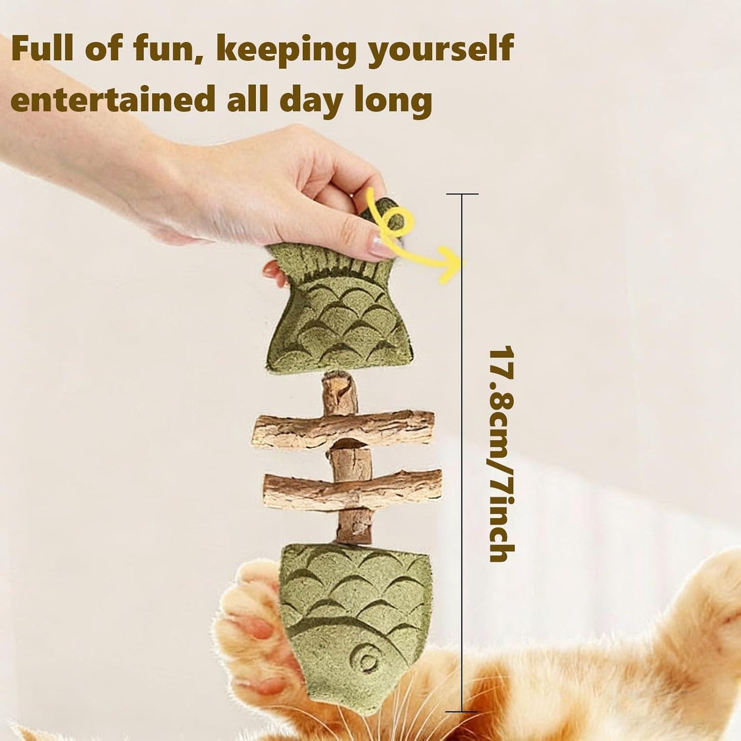 Purrident - Fix Cat Dental Health, Natural Dental Chew for Cats, Fishbone Shape Cat Teething Toy with Catnip, Durable Feline Tooth Care Tool for Indoor & Adult Cats (3PCS-D)