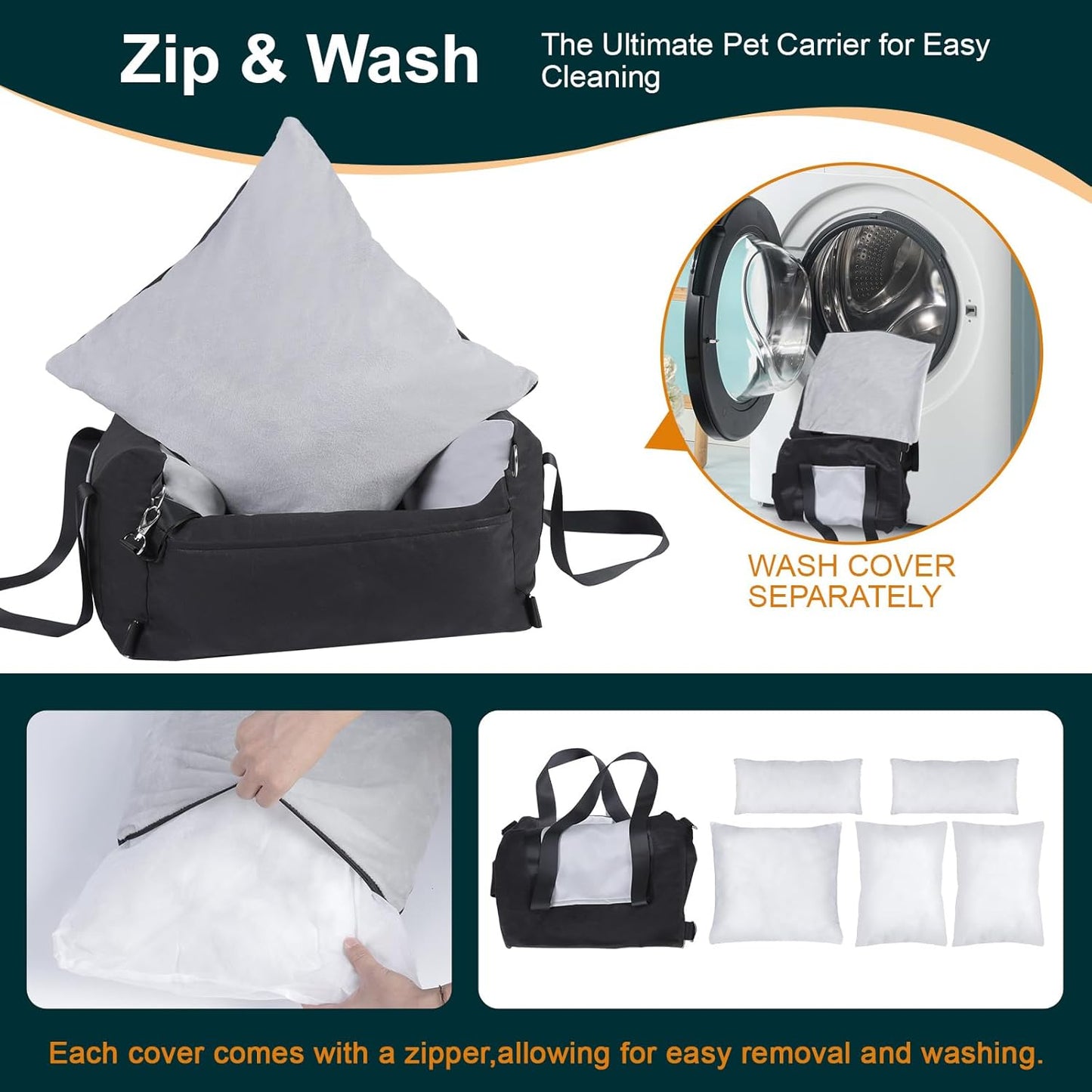 Dog Car Seat for Small Medium Sized Dogs, Cat Dog Booster Car Seat with Seat Belt,Detachable Soft Front Pet Puppy Cars seats,Washable dog seats for cars,Travel cat car Carrier Bed with Storage Pockets