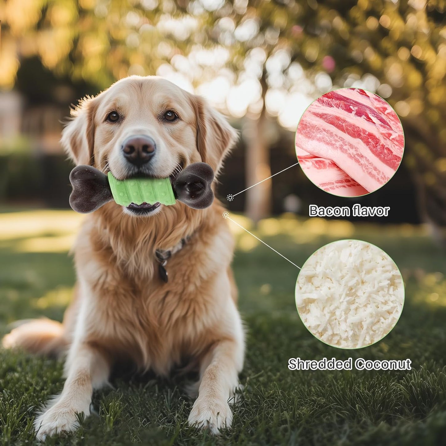 Gardner Pet Antler Dog Chew Toy, Long Lasting Interactive Dog Toys Add Shredded Coconut Nylon+TPR, Teeth Cleaning and Training Toy for Medium/Large Breed,Bacon Flavor