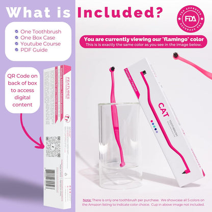 RYERCAT Flamingo Dual Sided Cat Toothbrush - Micro Head ToothBrush to fit into Cat's Mouth - Cat Dental Supplies