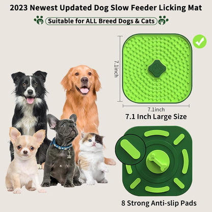 CIICII Dog Lick Mat for Dogs Crate, 2 in 1 Slow Feeder Treat Mat (Large 7.1" Dog Licking Plate + Crate Training Aid) with Silicone Anti-Slip Pad for Dogs/Cats Anxiety Reduction & Boredom Relief