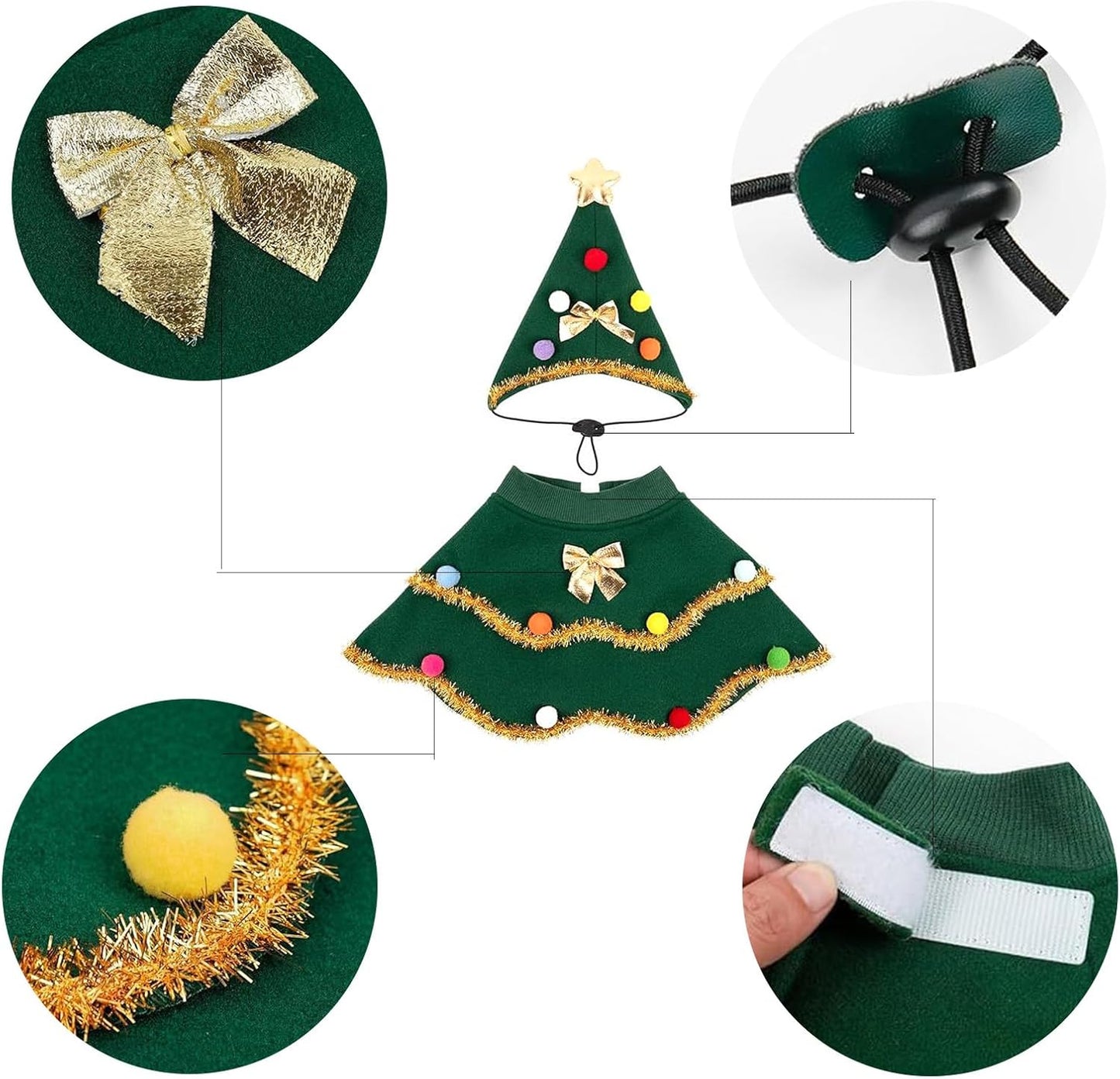 Christmas Pet Outfit，Custom Fit Holiday Clothes for Dogs & Cats,Soft, Comfortable & Festive Apparel,Perfect for Holiday Photos & Parties– Size M fits Pets Weighing 5–8lbs