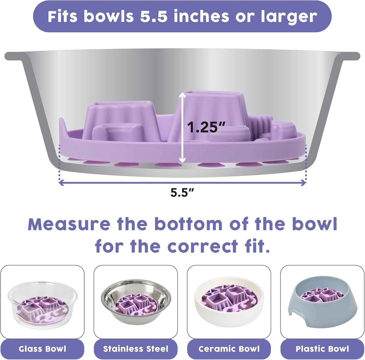 Awoo Snackaroni - Silicone Slow Feeder for Dog Bowls Over 5.5-Inches - Non-Slip, Wet and Dry Food-Compatible Pet Dish with Suction Cups - Extends Mealtime for Fast Eaters - Dishwasher Safe (Yellow)