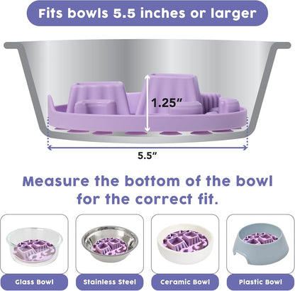 Awoo Snackaroni - Silicone Slow Feeder for Dog Bowls Over 5.5-Inches - Non-Slip, Wet and Dry Food-Compatible Pet Dish with Suction Cups - Extends Mealtime for Fast Eaters - Dishwasher Safe (Yellow)
