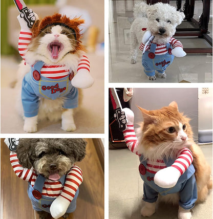 Pet Deadly Dog Costume, Cute Dog Cosplay Halloween Christmas Funny Pet Clothes Party Costume for Small Medium and Large Dogs (Small)