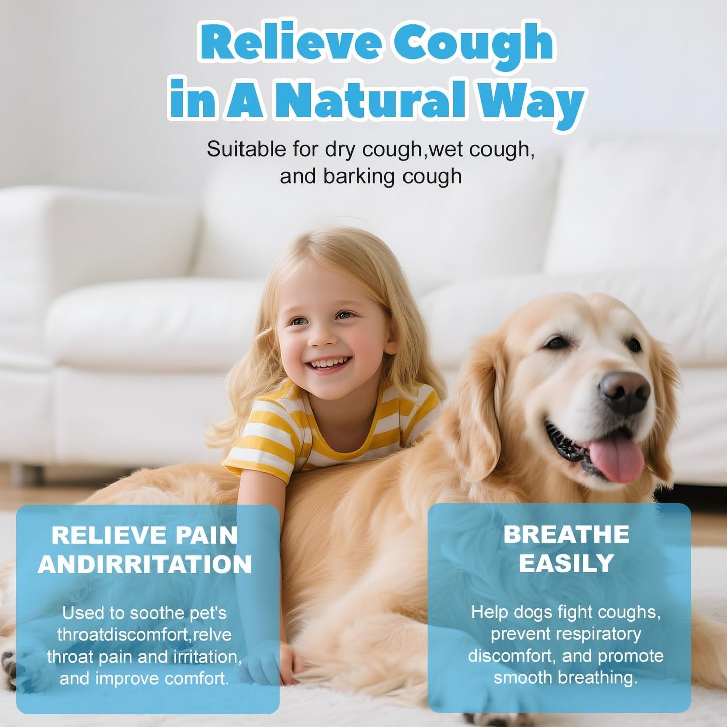 Cough Herbal Drops for Dogs & Cats, 60ML Natural Dog Supplement, Herbal Cough Drops for All Breeds & Sizes, Soothing Supplement for Dogs, Soothing Dog Cough